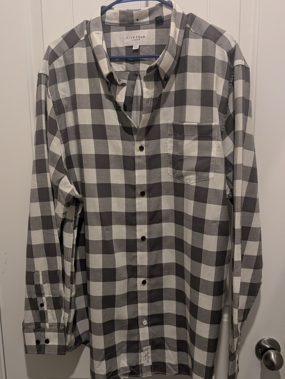 Five Four Men's Black and White Plaid Button-Down Shirt